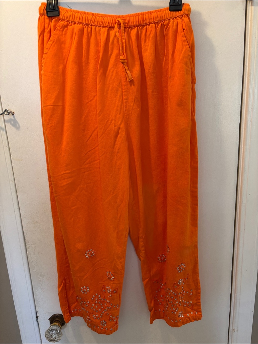 Vintage Sacred Threads Medium Orange Embellished capri Pants 26-153